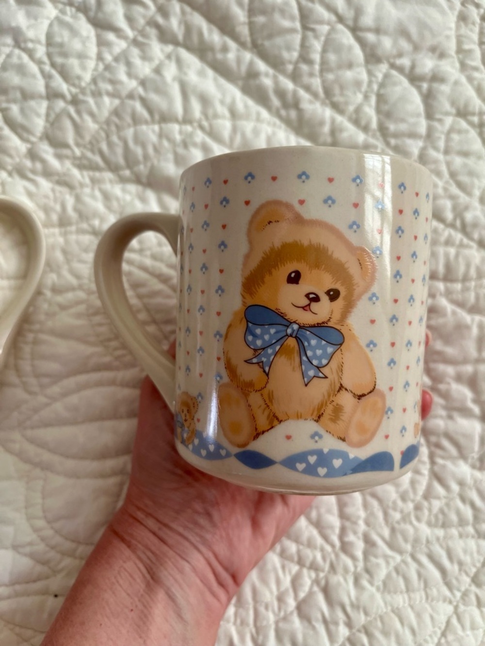 Theodore Bear by TIENSHAN Cute Teddy Ceramic Mugs with Blue Bow (Set of 2) EUC - Picture 7 of 10